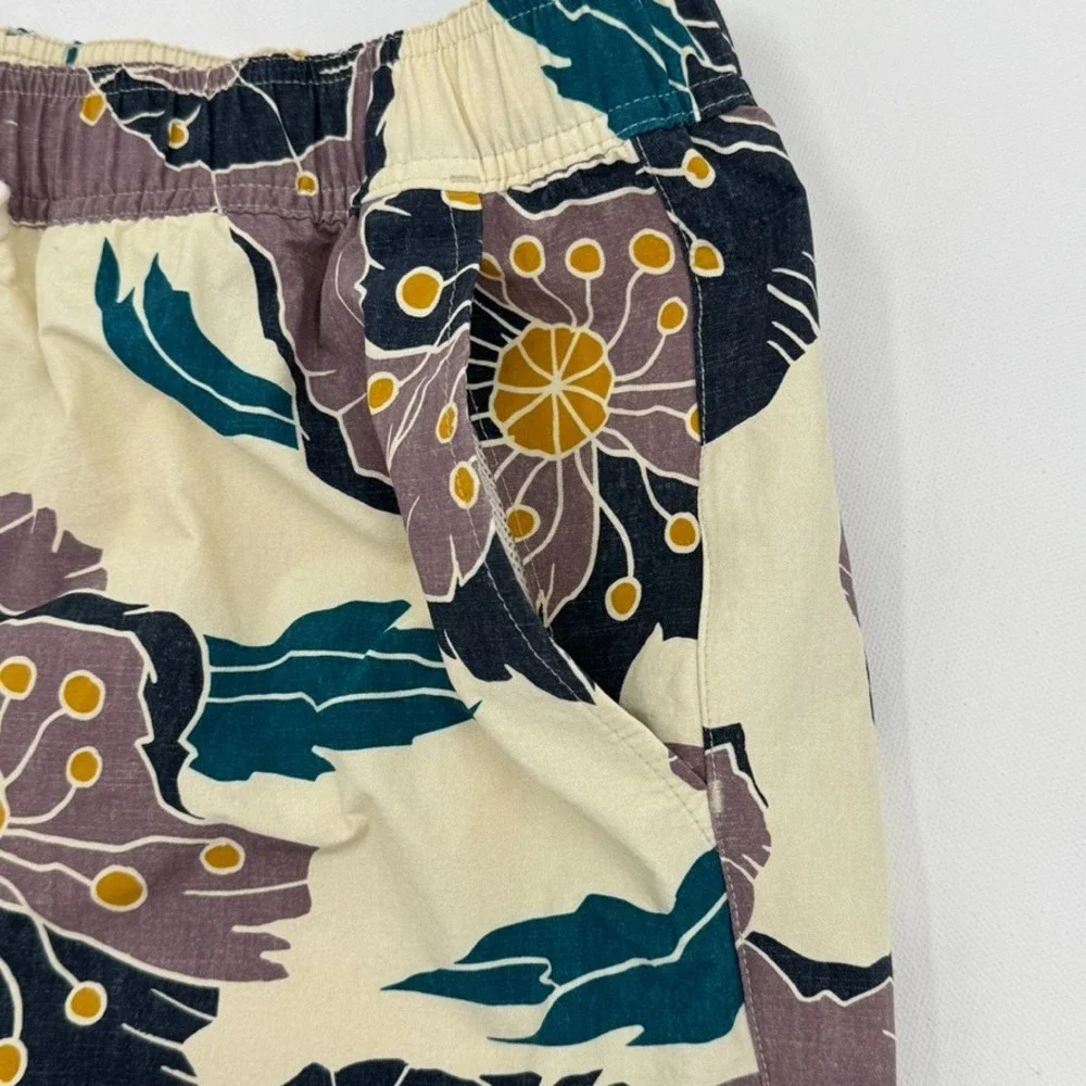 Marine Layer Shorts Mens XL Floral Tropical Print Cream Elastic‎ Waist Beach